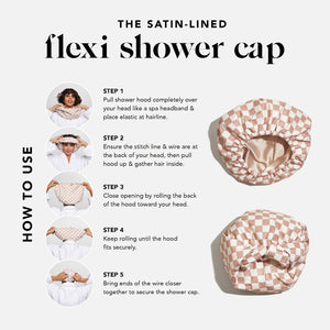 Satin Lined Luxury Shower Cap - Checker