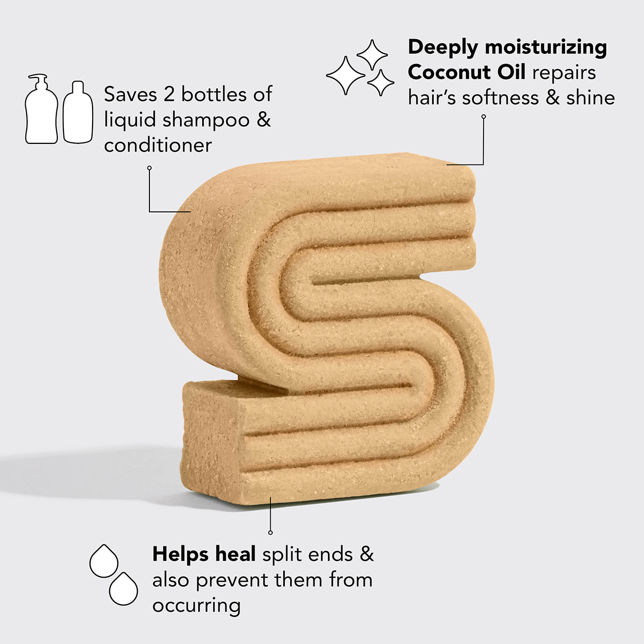 Kokosnussöl Shampoo Bar für trockenes, beschädigtes Haar