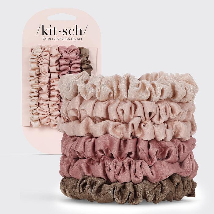 Ultra Petite Satin Scrunchies 6τμχ - Terracotta