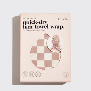 XL Quick-Dry Hair Towel Wrap - Checker