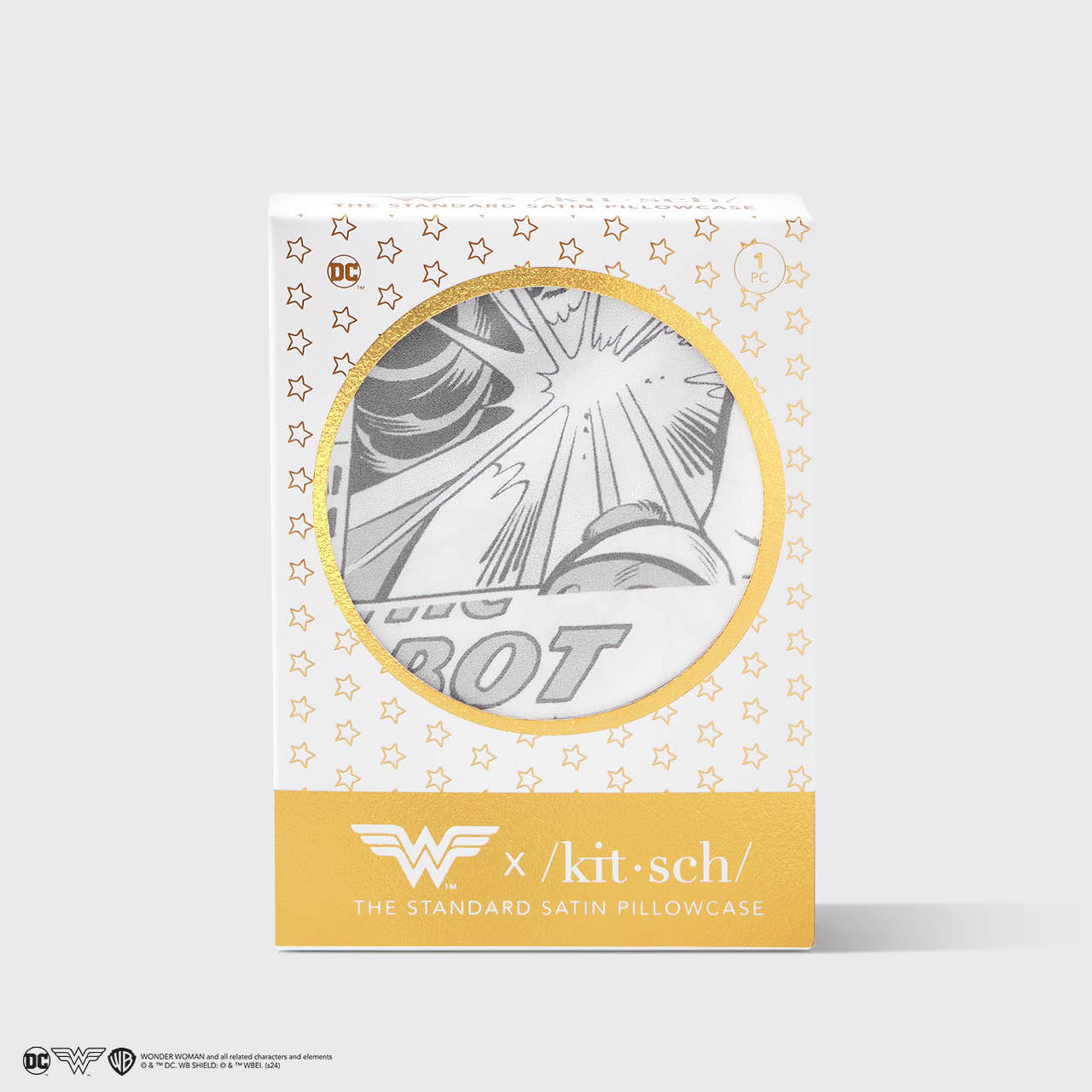 Wonder Woman x Kitsch Satin-Kissenbezug - Comic-Druck