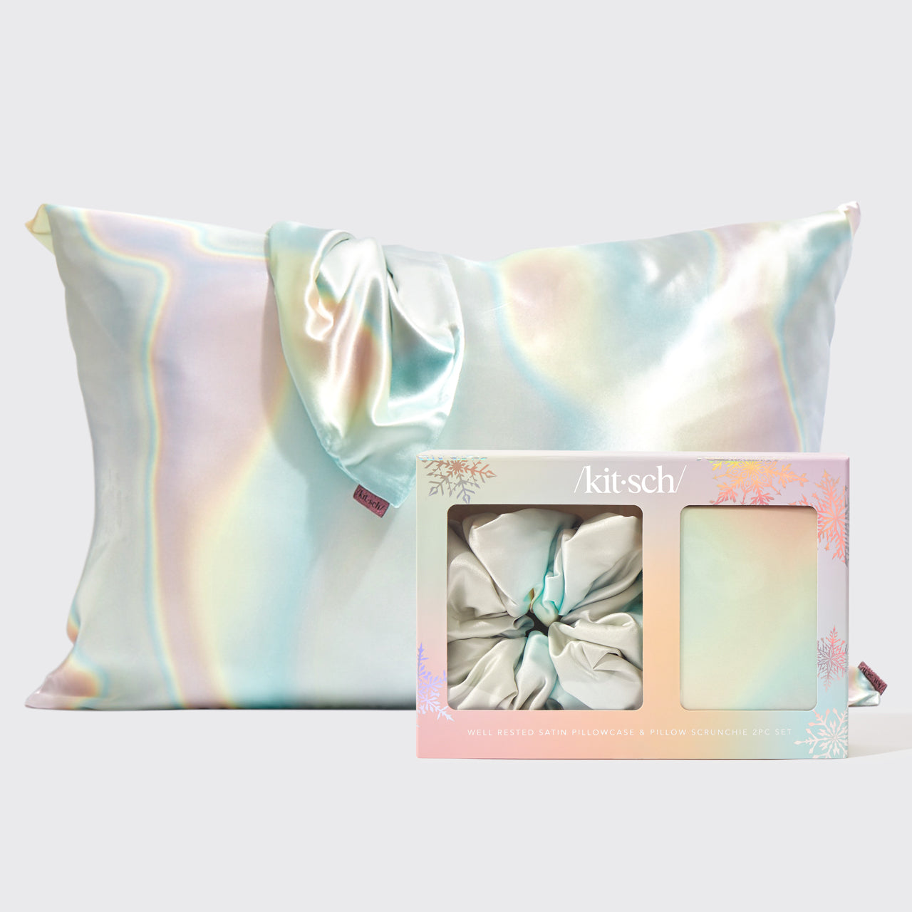 Well Rested Satin Pillowcase and Pillow Scrunchie 2pc Set - Aura