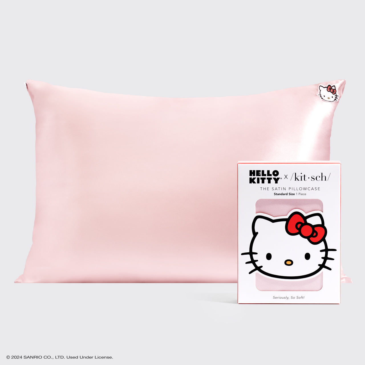 Hello Kitty x Kitsch Μαξιλαροθήκη Standard - Στερεό ροζ πρόσωπο γατούλας