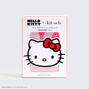 Hello Kitty x Kitsch Satin Kopfkissenbezug - Rosa Hello Kitty Gesichter