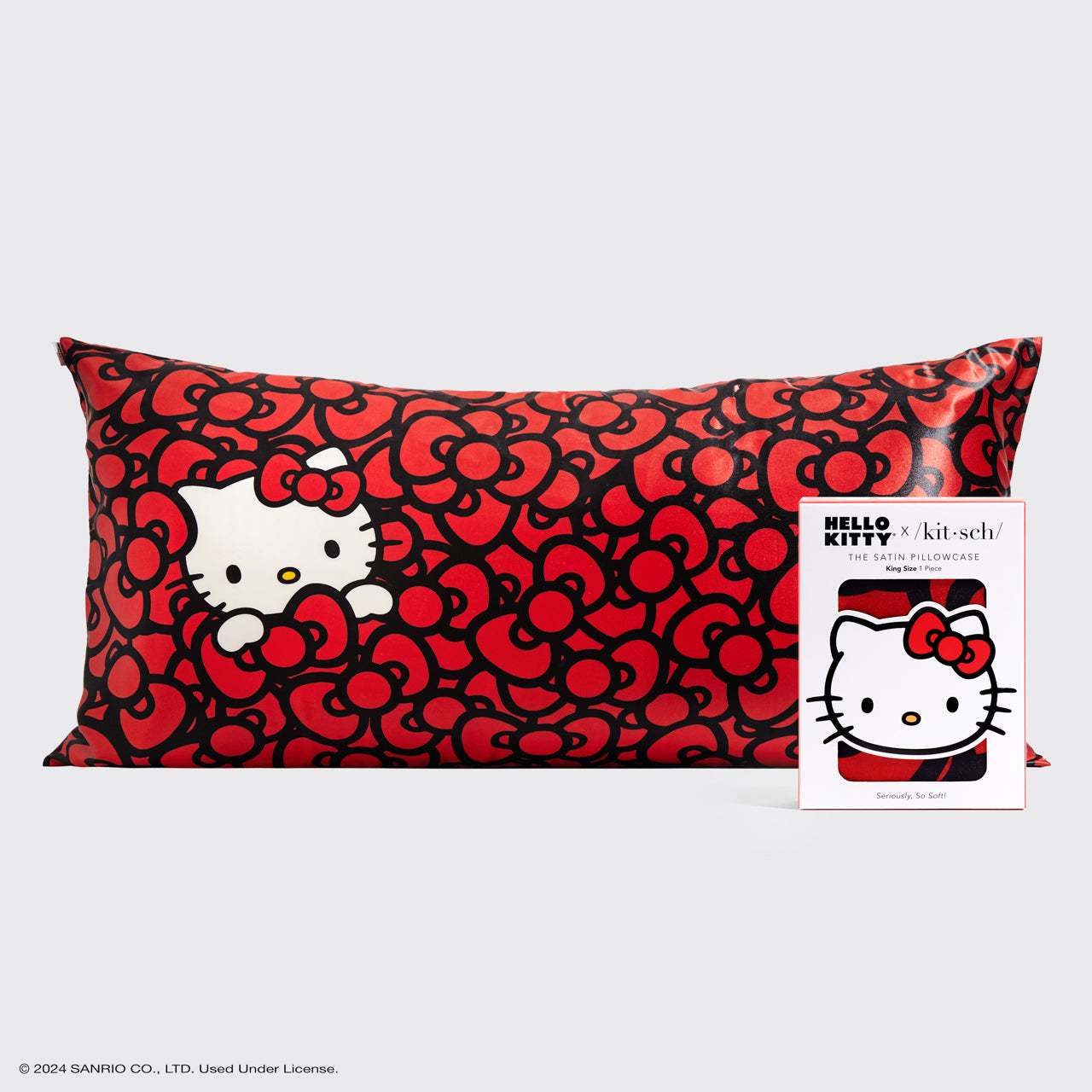 Kitsch x Hello Kitty Taie d'oreiller King - Hello Kitty se baigne dans une mer de nœuds