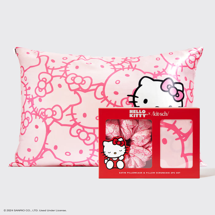 Hello Kitty x Kitsch Satin Fronha e Travesseiro Scrunchie Conjunto de 2 unidades