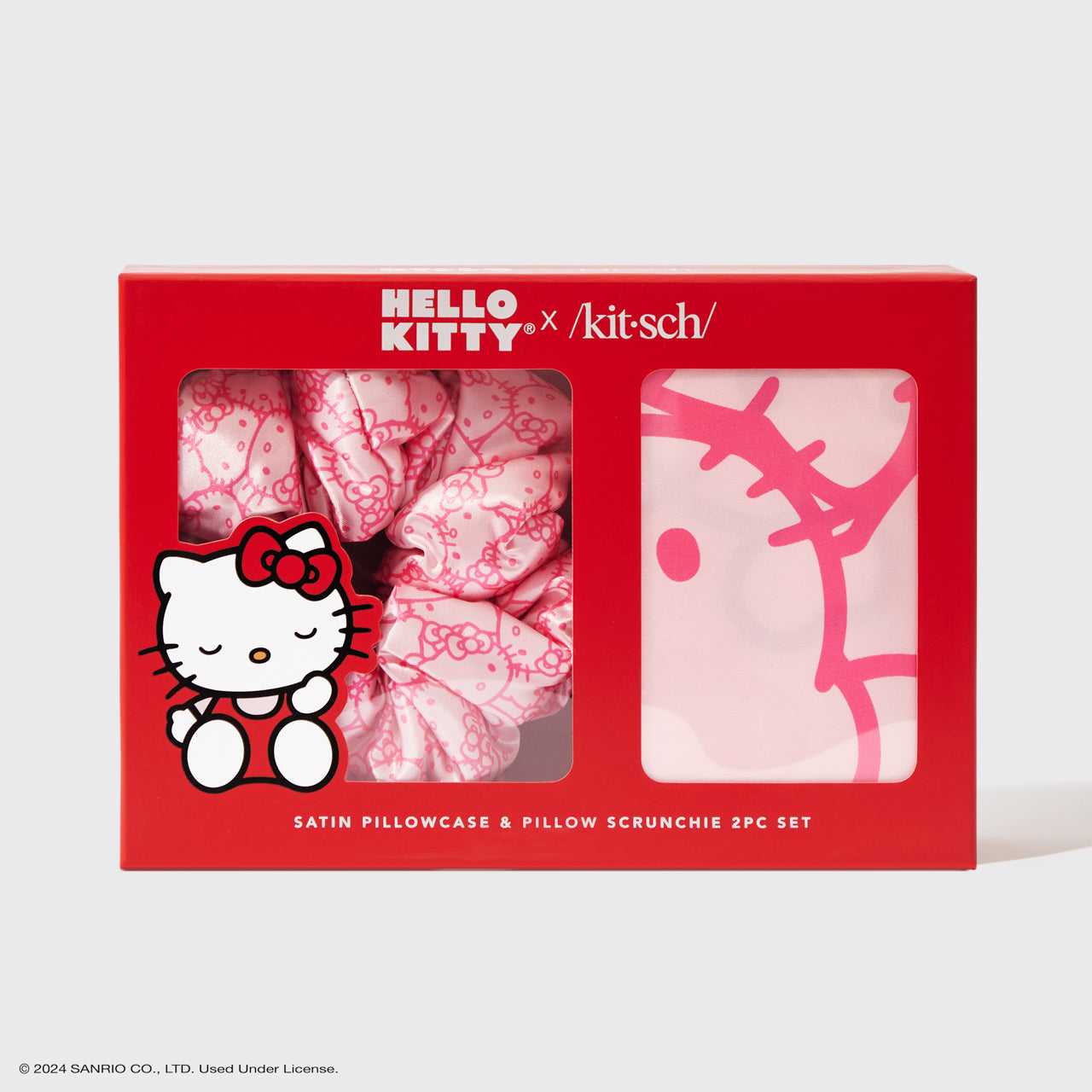 Hello Kitty x Kitsch – 2-teiliges Set mit Satin-Kissenbezug und Kissen-Haargummi