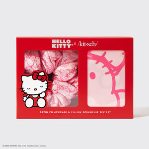 Hello Kitty x Kitsch Funda de almohada de satén y almohada Scrunchie 2pc Set