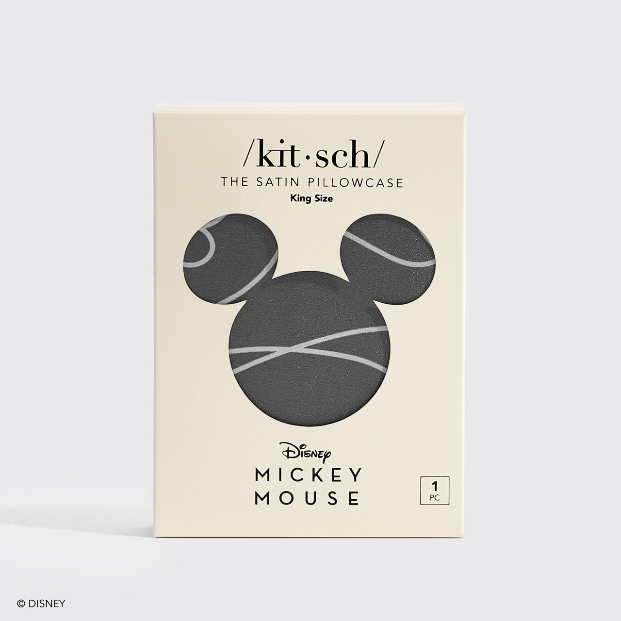 Kitsch & Mickey y Minnie Satén Funda de almohada Rey Mickey Laberinto - Carbón