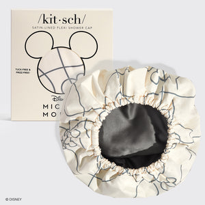 Mickey/ Minnie x Kitsch Satin Lined Flexi Shower Cap - Mickey Maze