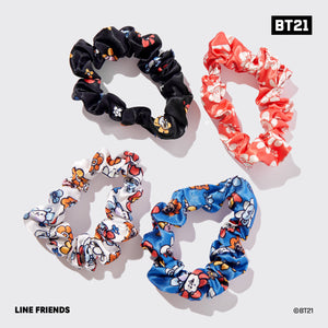 BT21 incontra il set da 4 pezzi di scrunchies per il sonno in raso kitsch