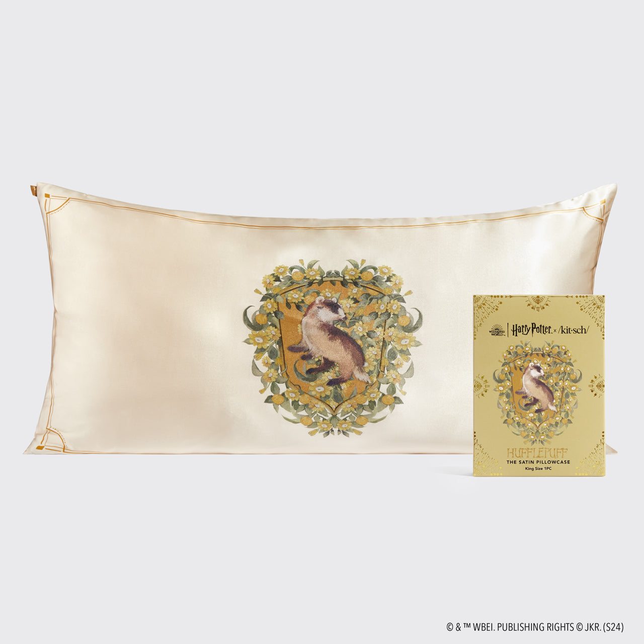 Harry Potter x Kitsch Satin-Kissenbezug King – Hufflepuff