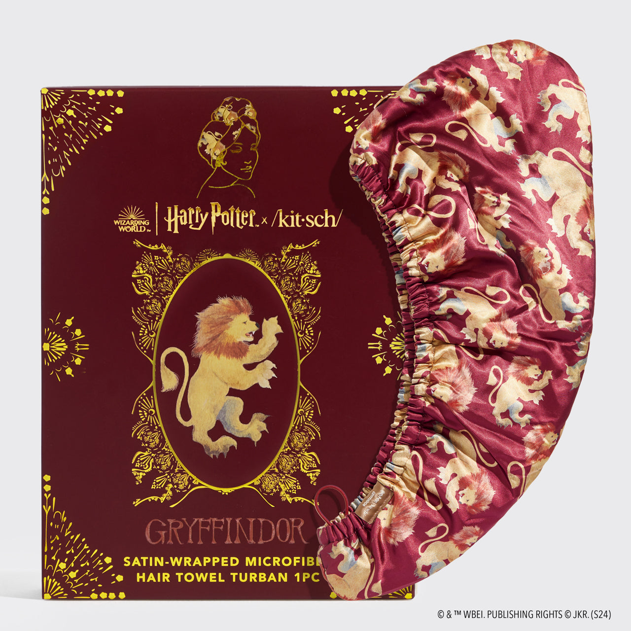 Harry Potter x Kitsch Haarhandtuch mit Satinüberzug – Gryffindor