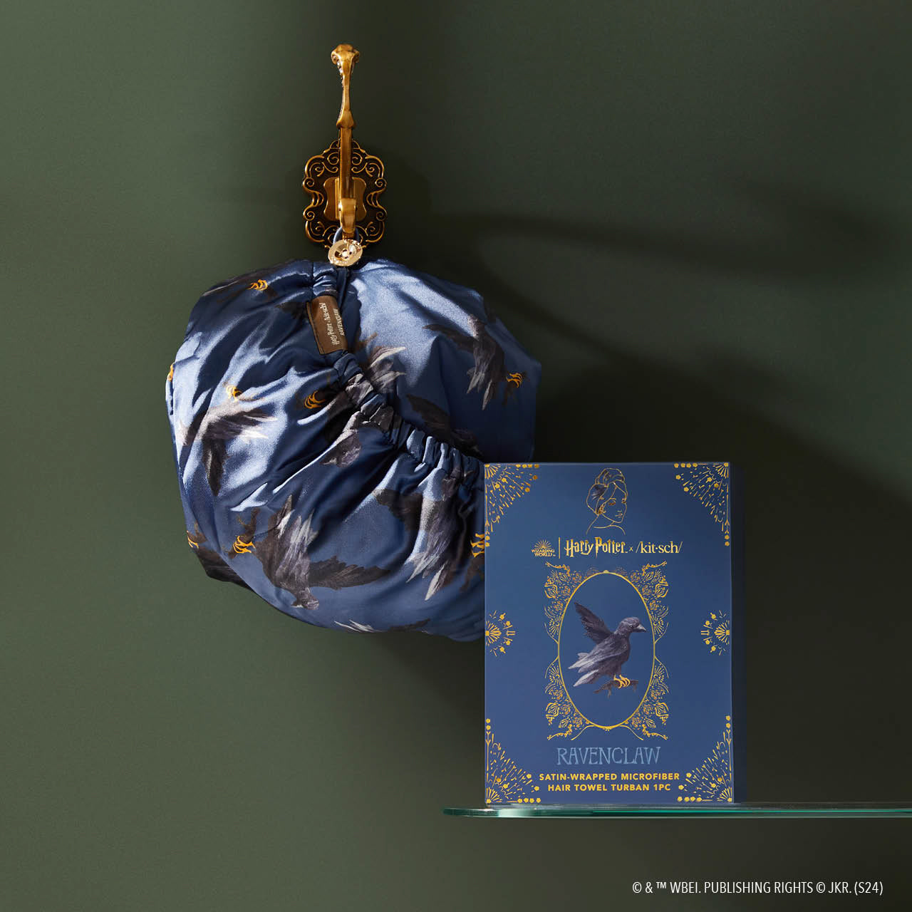 Toalha de cabelo enrolada em cetim Harry Potter x Kitsch - Ravenclaw